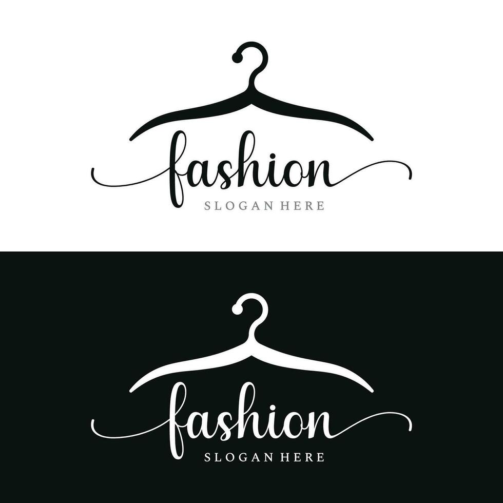semplice cappotto appendiabiti logo modello design con creativo idea.logo per attività commerciale, boutique, moda, bellezza. vettore