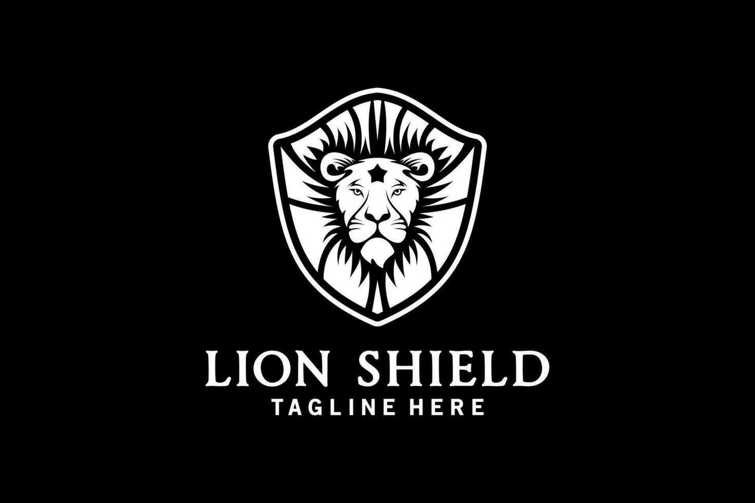 scudo Leone logo disegno, astratto Leone testa silhouette vettore illustrazione nel scudo