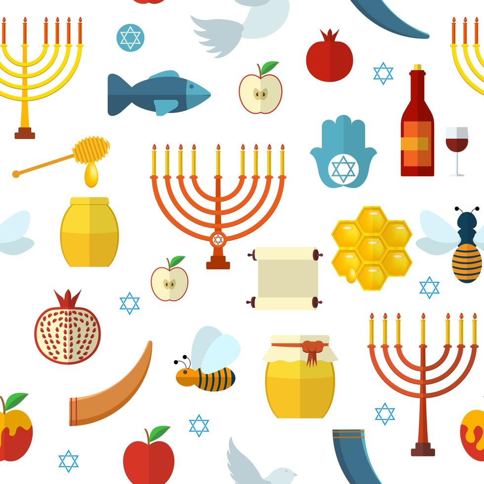 rosh hashanah, shana tova seamless pattern illustrazione vettoriale. vettore