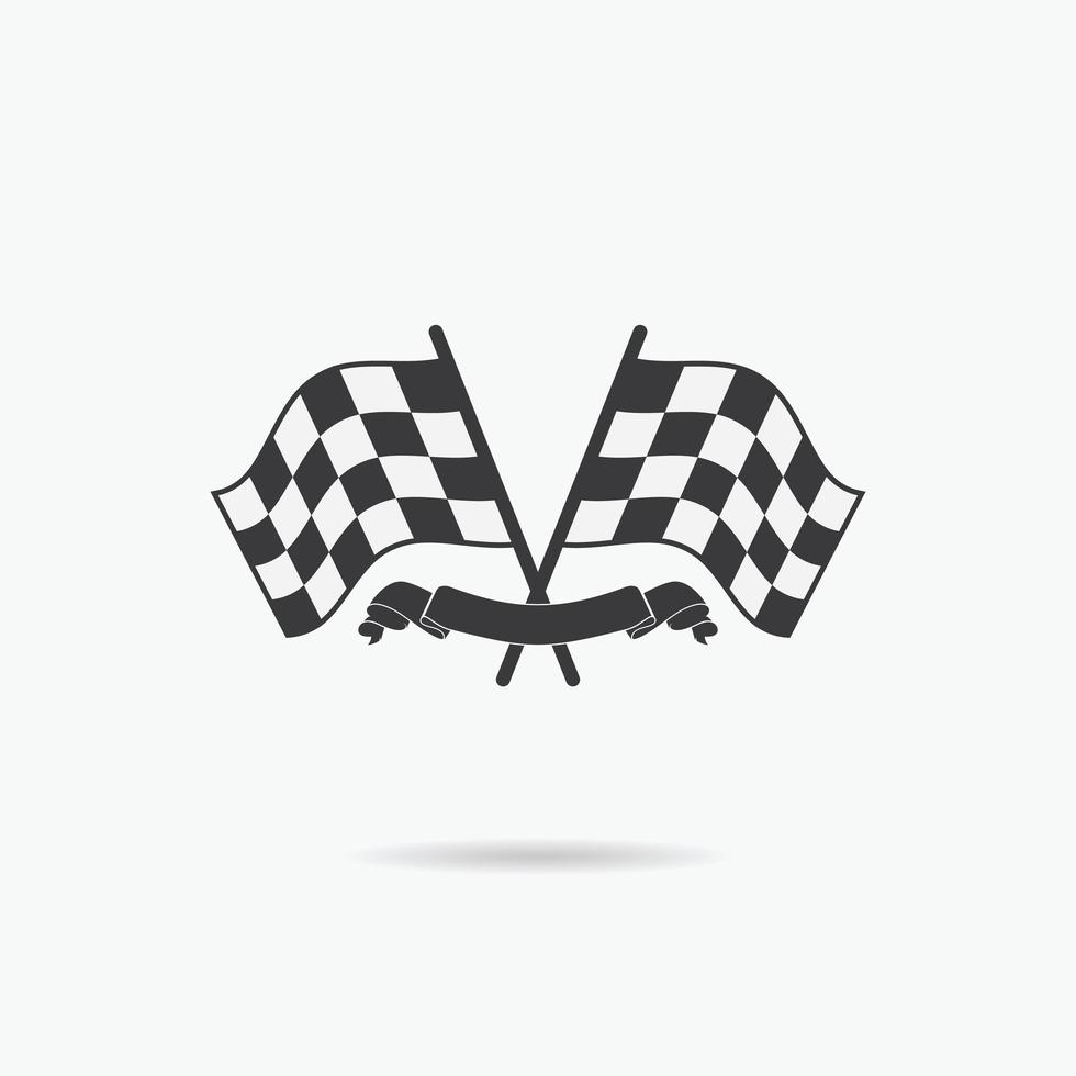 icona della bandiera. bandiere a scacchi o da corsa e nastro di finitura. auto sportiva, velocità e successo, competizione e vincitore, rally, illustrazione vettoriale