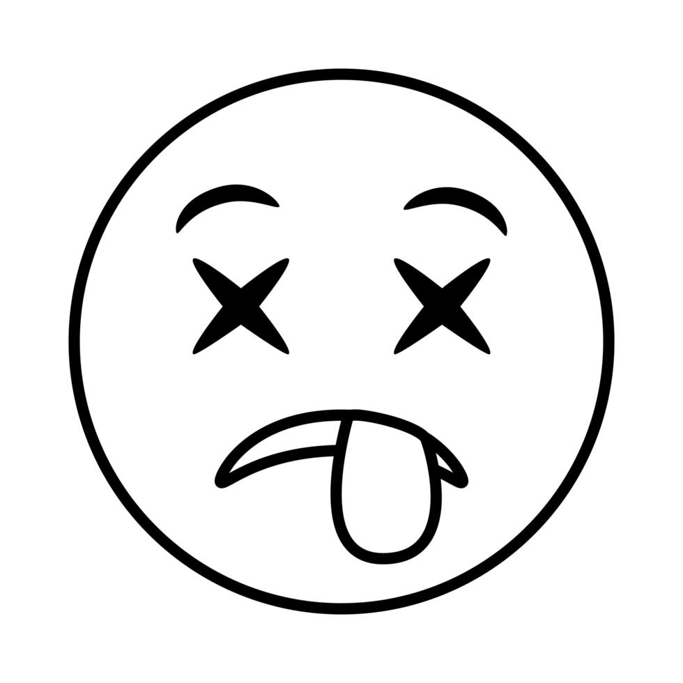 faccia pazza emoji con icona stile linea lingua fuori vettore