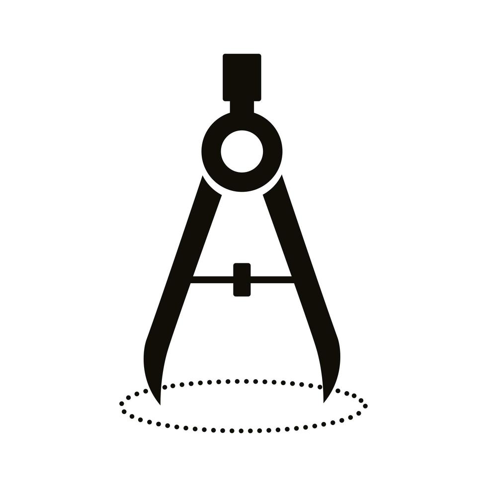bussola scuola fornitura silhouette icona di stile vettore