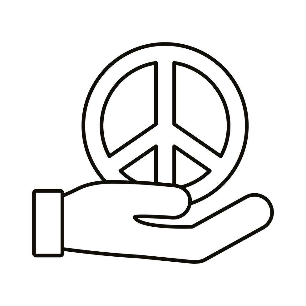 stile di linea del simbolo di pace di sollevamento della mano vettore