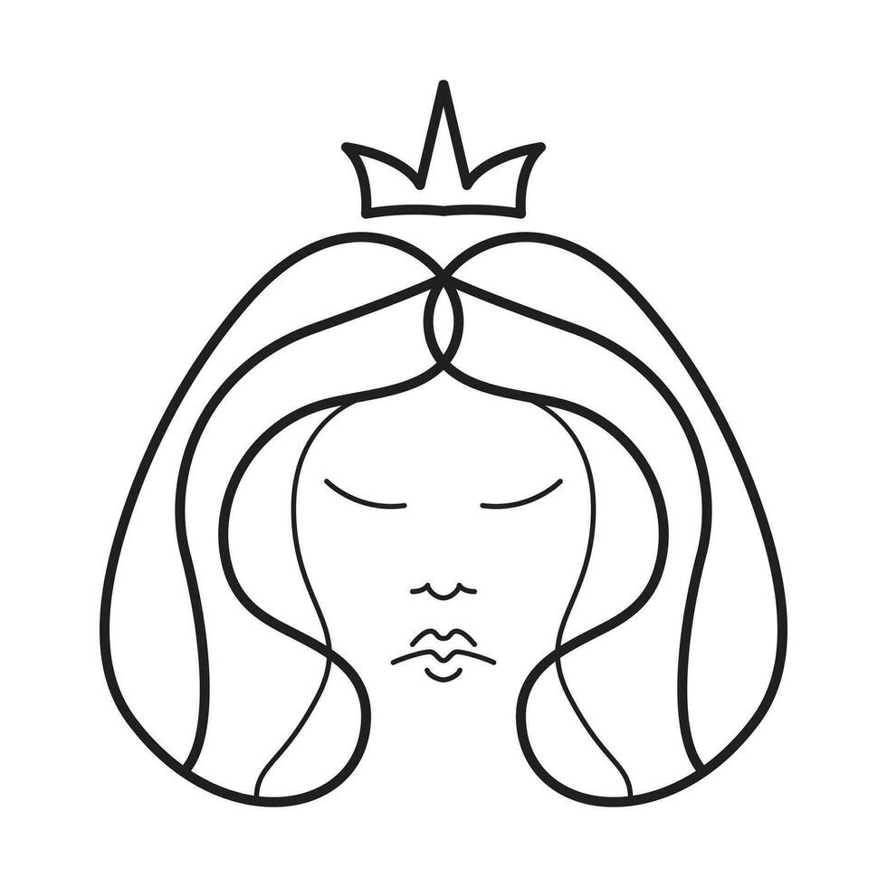 Principessa ritratto icona design. donna viso con corona piatto icona design. vettore