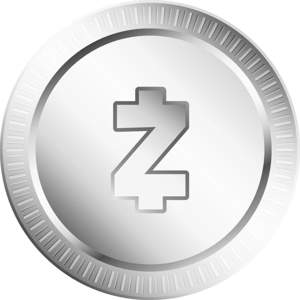 argento zcash moneta simbolo nel isolato. vettore