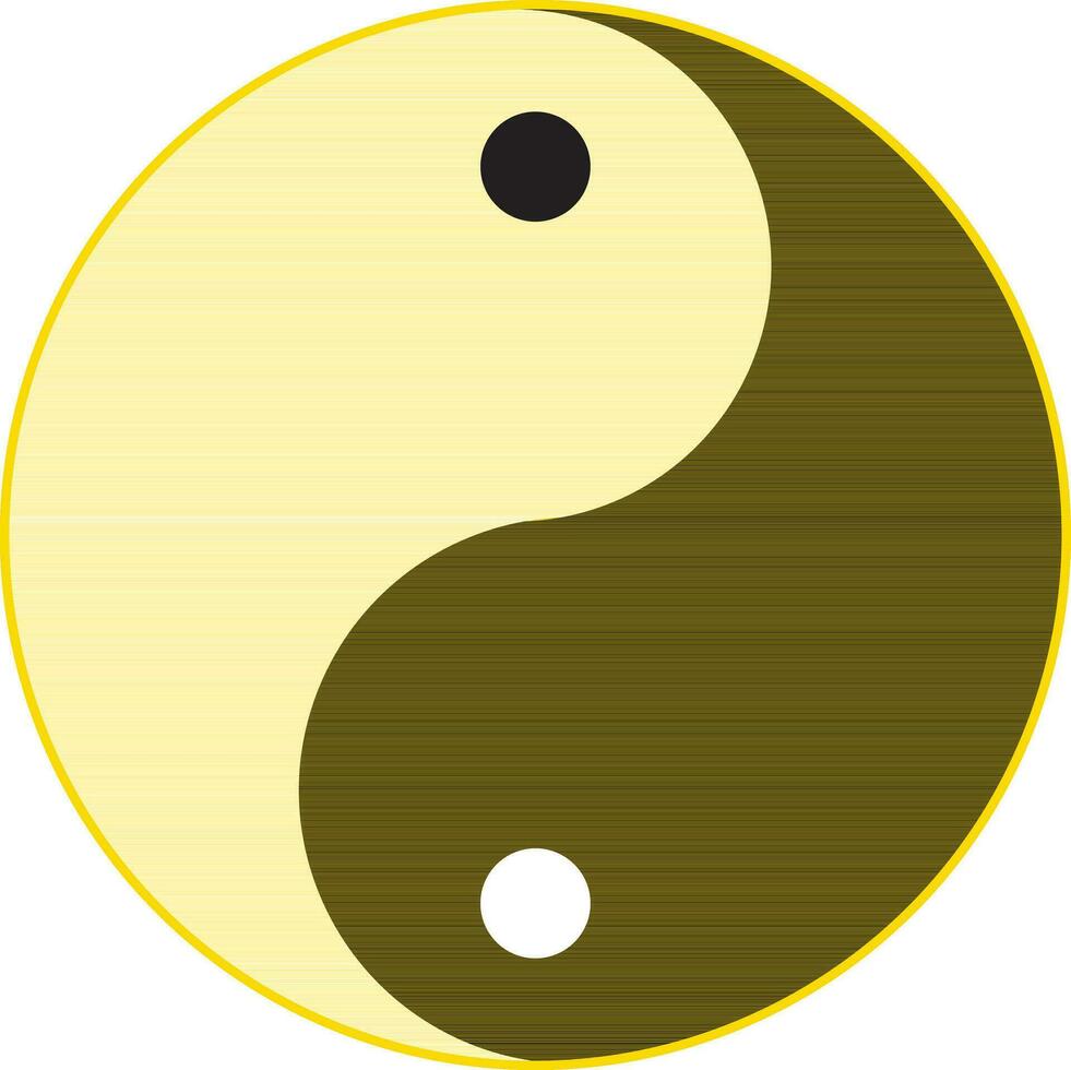 yin e yang icona con giallo confine. vettore