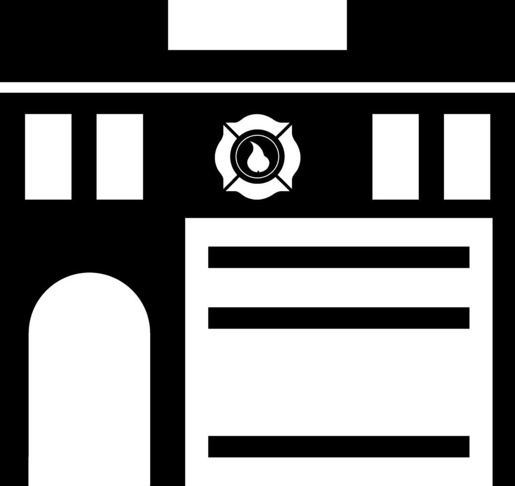 piatto illustrazione di fuoco stazione con emblema. vettore