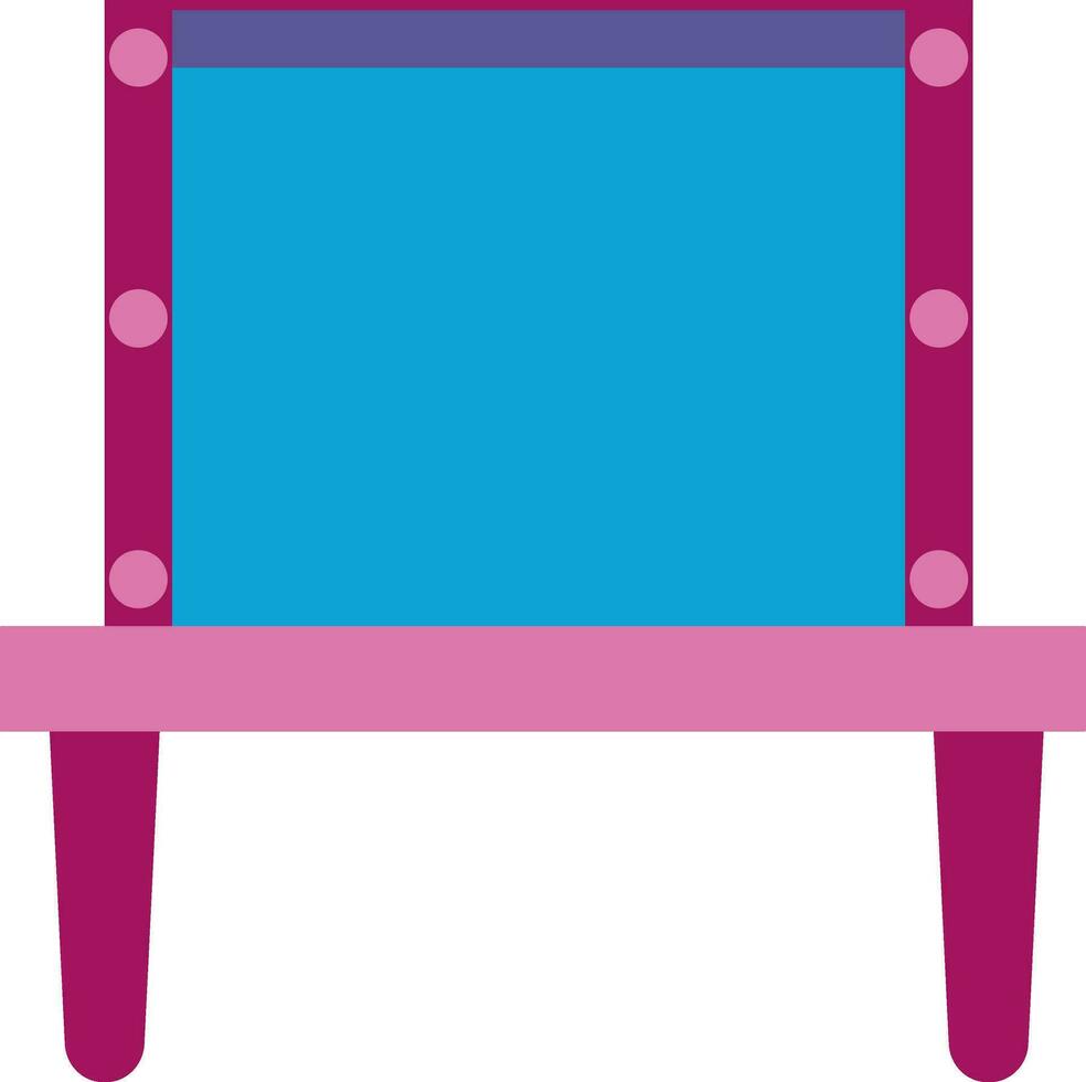 blu decorato specchio su rosa tavolo. vettore