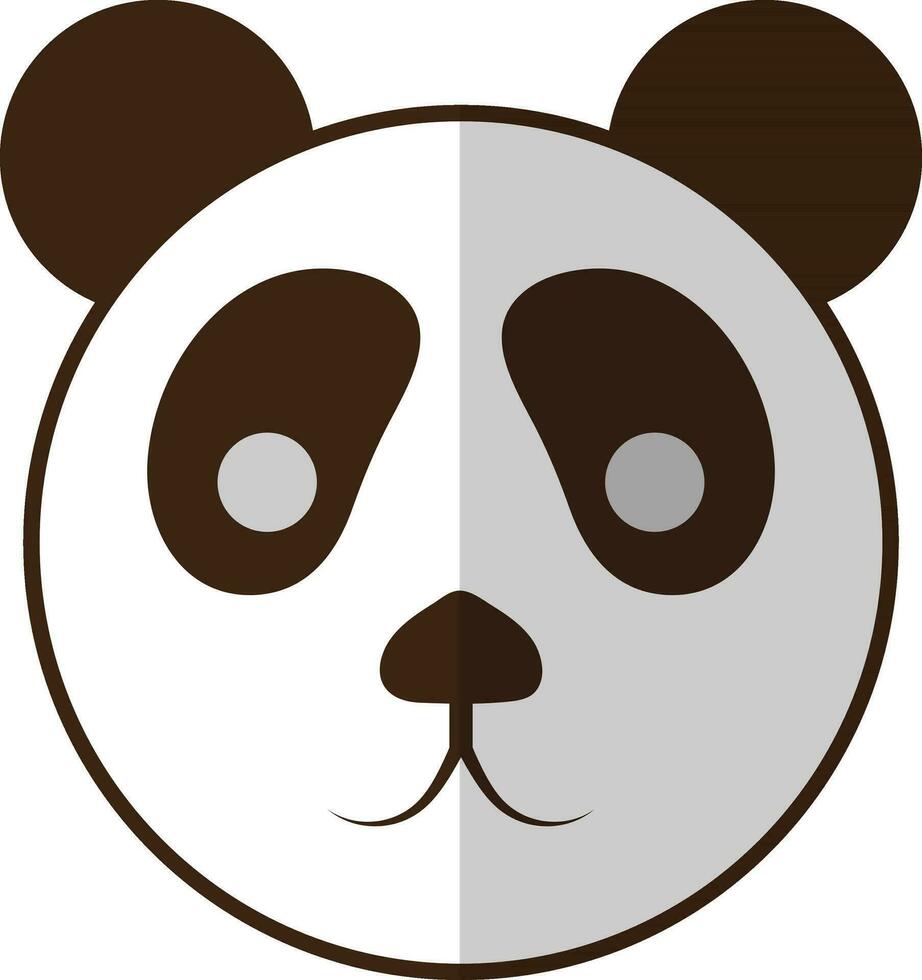 carino panda orso viso icona nel metà ombra. vettore