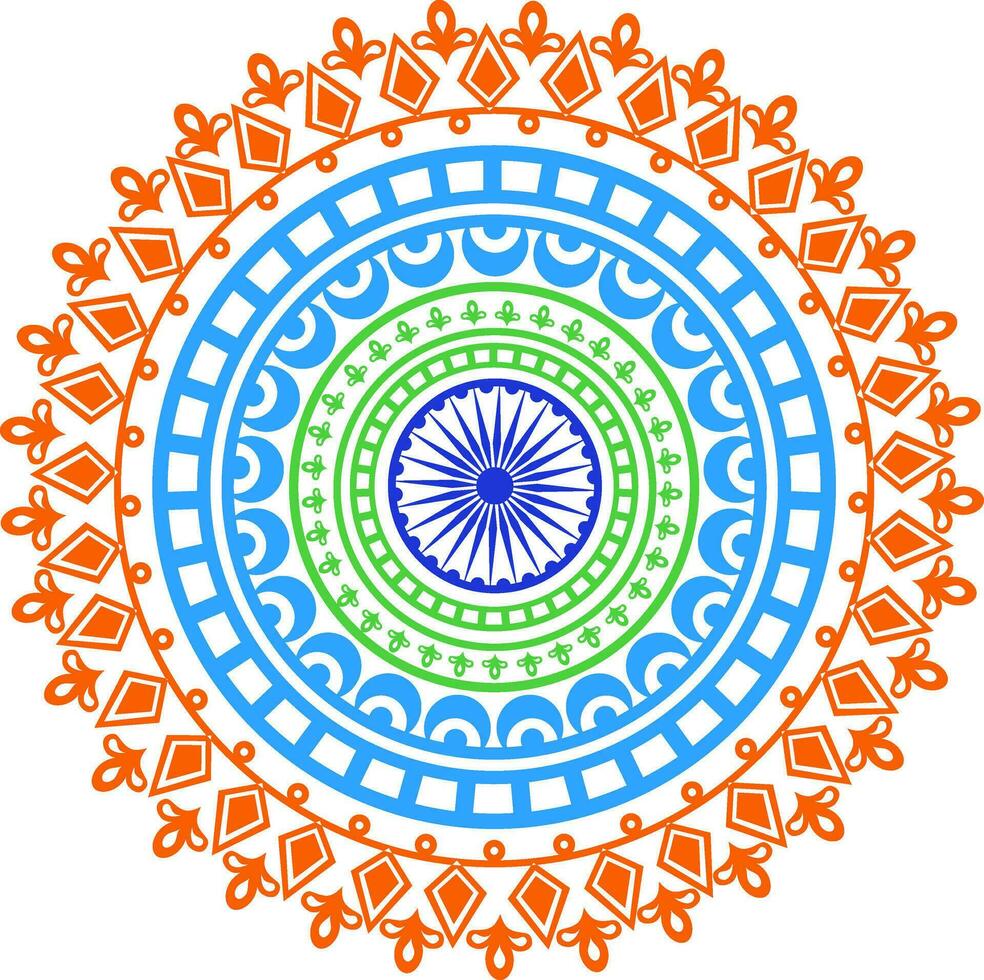 colorato floreale mandala nel indiano bandiera colori. vettore