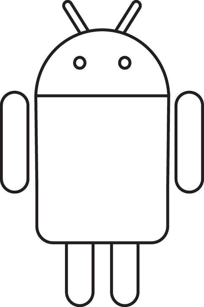 nero linea arte isolato androide logo. vettore