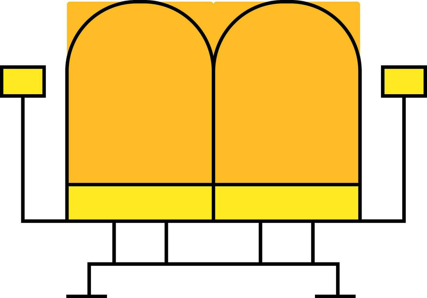 icona di sedia nel piatto stile con giallo colore. vettore