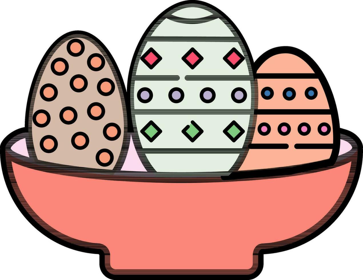 dipinto Pasqua uova nel un' ciotola. vettore