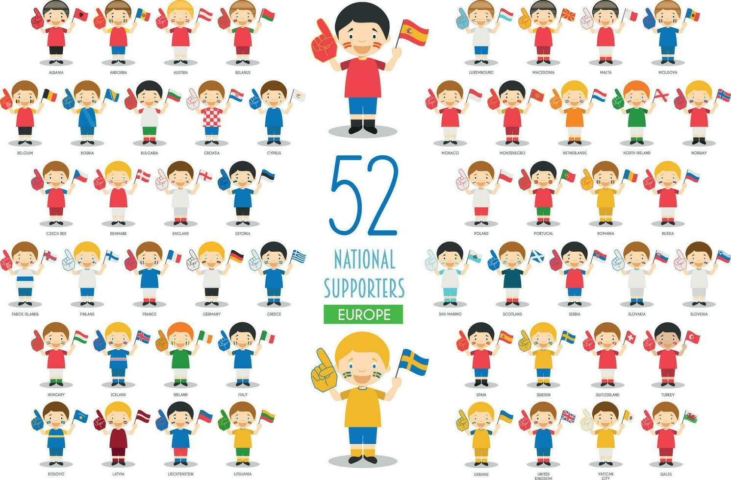 impostato di 52 nazionale sport squadra fan a partire dal europeo paesi vettore illustrazione