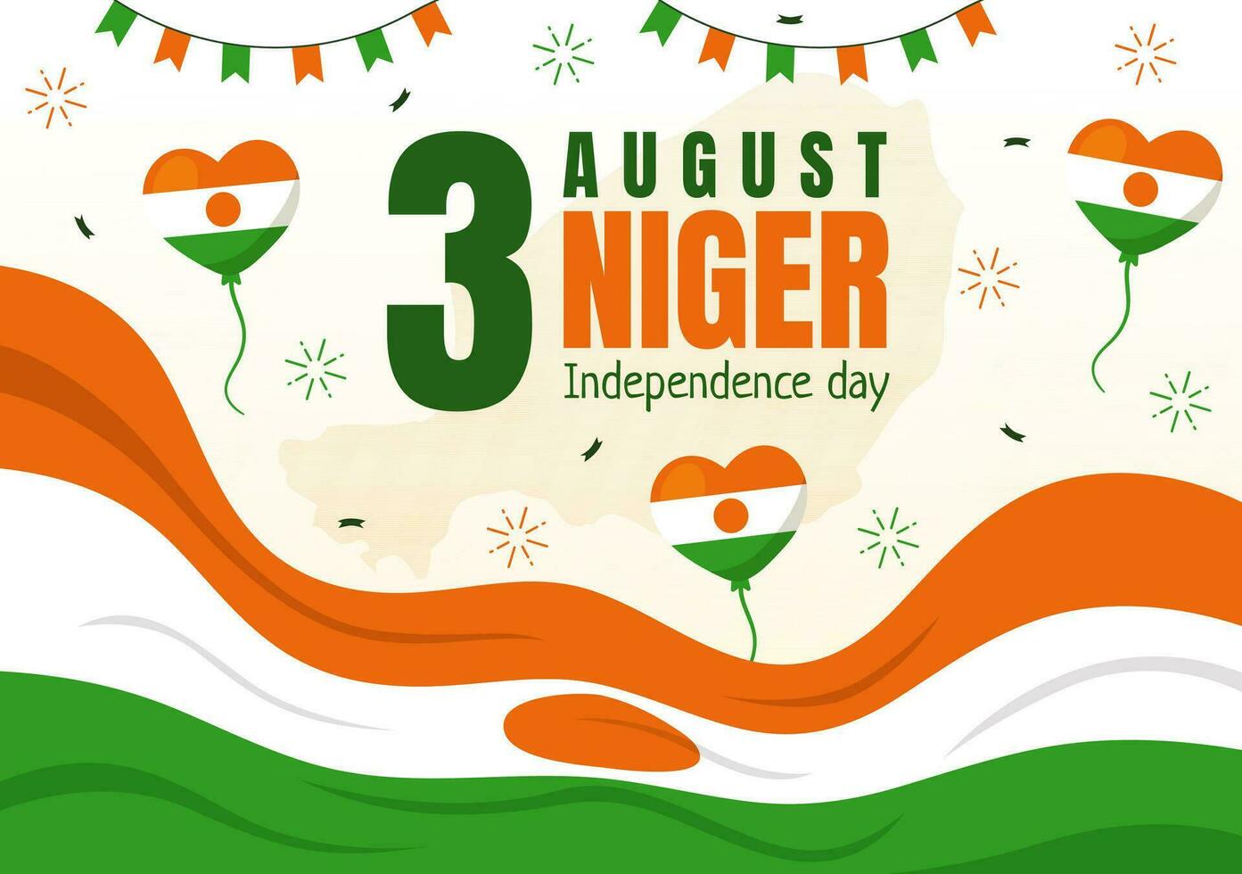 contento Niger repubblica giorno vettore illustrazione con agitando bandiera e nazione pubblico vacanza nel cartone animato mano disegnato atterraggio pagina sfondo modelli