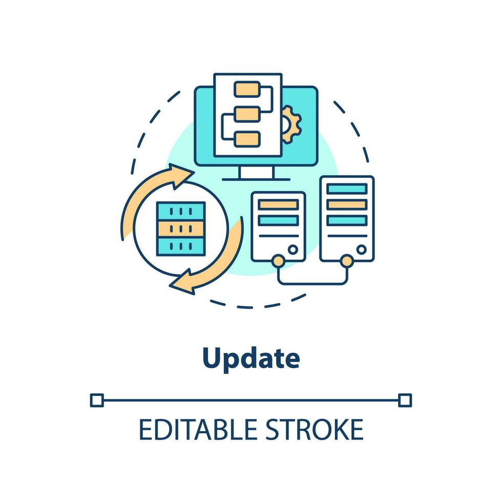 aggiornare concetto icona. ricevere ultimo commesso versione. fonte controllo strategia astratto idea magro linea illustrazione. isolato schema disegno. modificabile ictus vettore