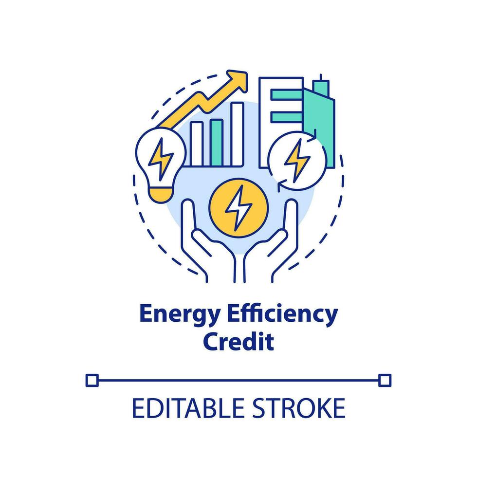 energia efficienza credito concetto icona. alternativa potenza. idrogeno energia promozione astratto idea magro linea illustrazione. isolato schema disegno. modificabile ictus vettore