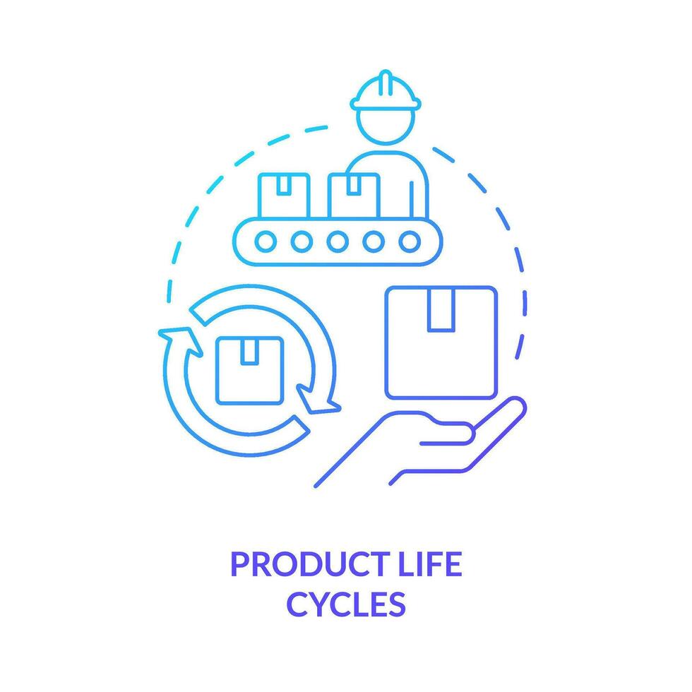Prodotto vita cicli blu pendenza concetto icona. produzione processi. finanziario gestione problema astratto idea magro linea illustrazione. isolato schema disegno vettore