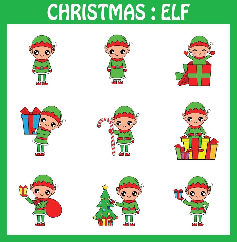 ClipArt di Natale carino elfo illustrazione vettoriale