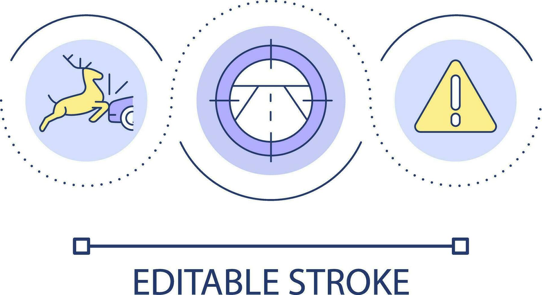 cervo attraversamento attenzione ciclo continuo concetto icona. avvertimento segnale stradale. strada incidente prevenzione astratto idea magro linea illustrazione. isolato schema disegno. modificabile ictus vettore