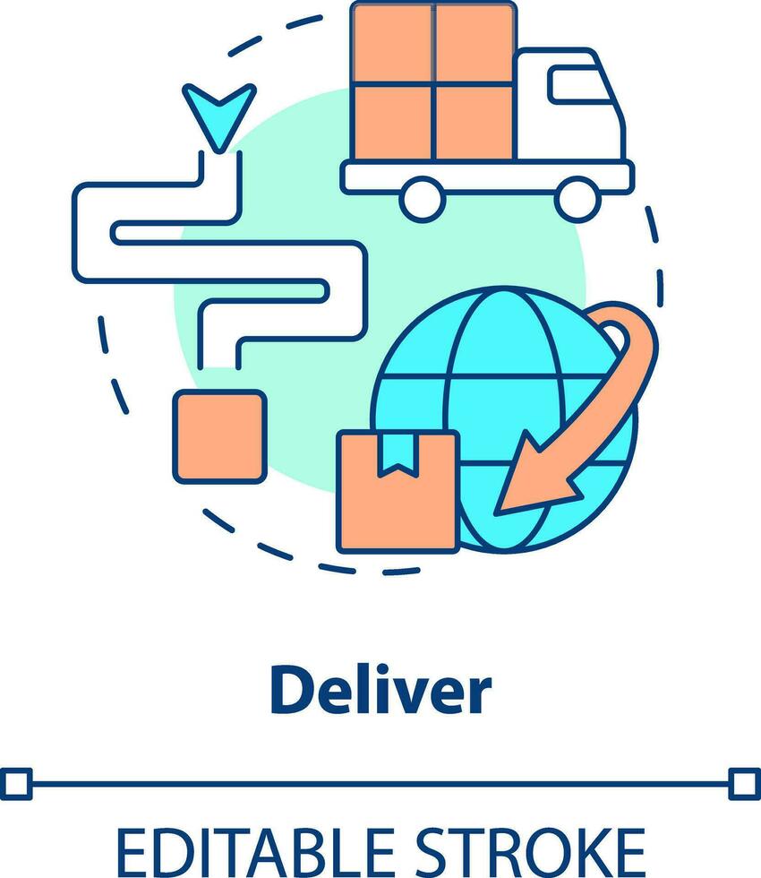 consegnare concetto icona. trasporto. componente di fornitura catena gestione astratto idea magro linea illustrazione. isolato schema disegno. modificabile ictus vettore
