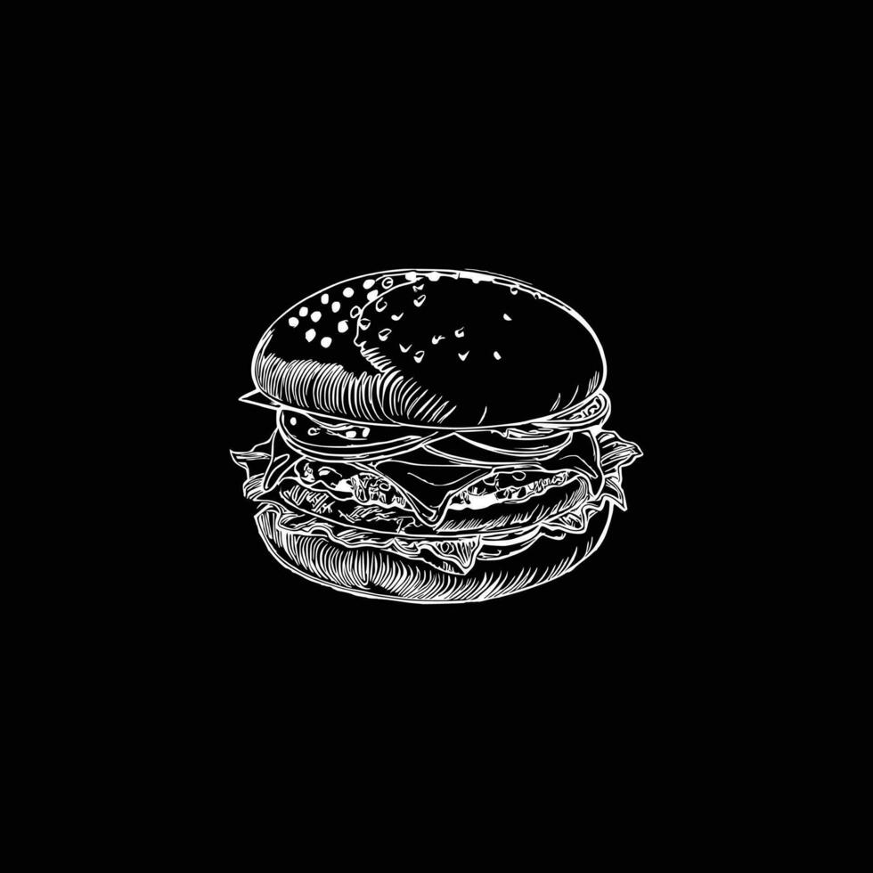 linea arte hamburger vettore illustrazione.