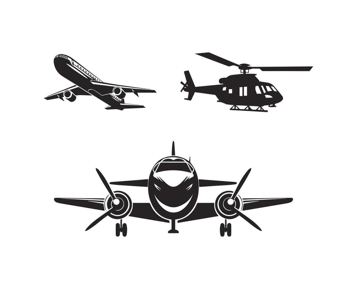 aereo e elicottero logo icone vettore impostato