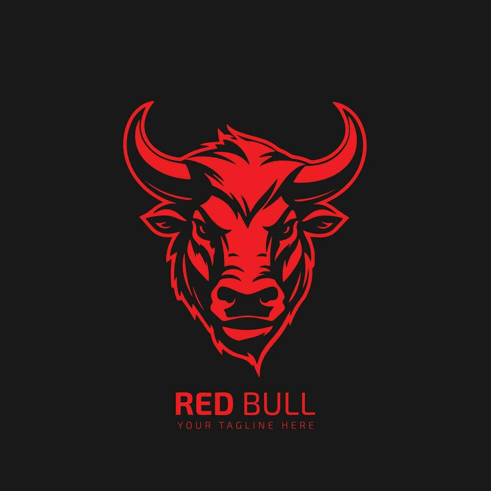 rosso Toro logo icona design su buio sfondo vettore