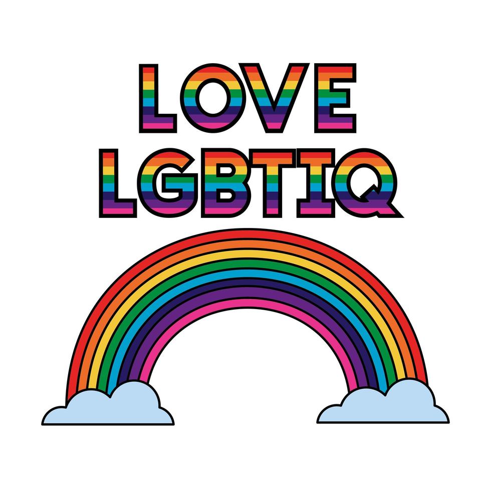 bandiera gay nei colori dell'arcobaleno con scritte vettore