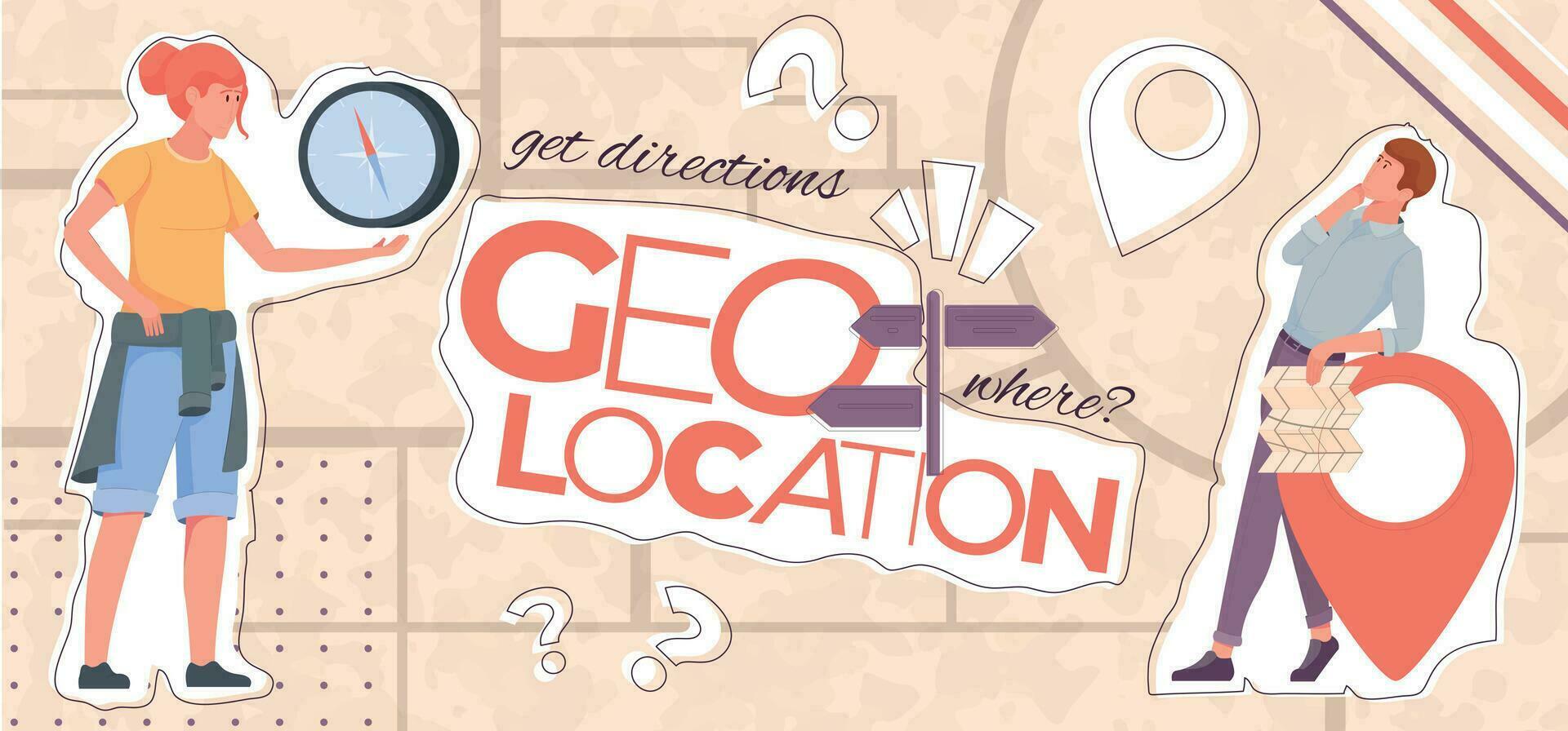 geolocalizzazione piatto collage vettore