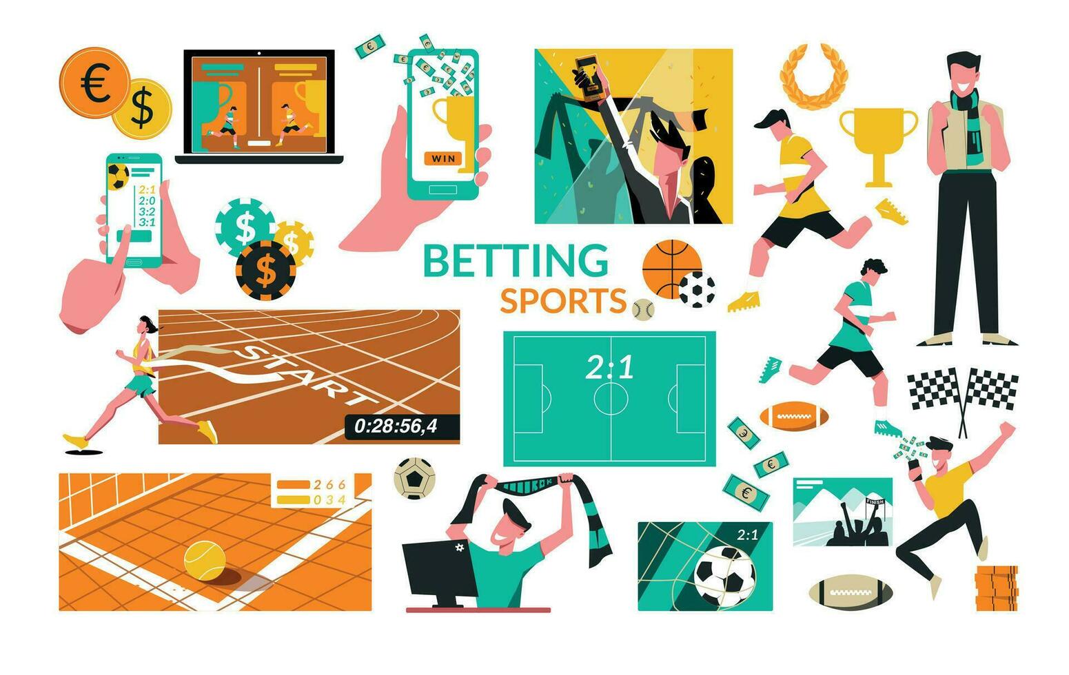 scommesse su gli sport composizioni vettore