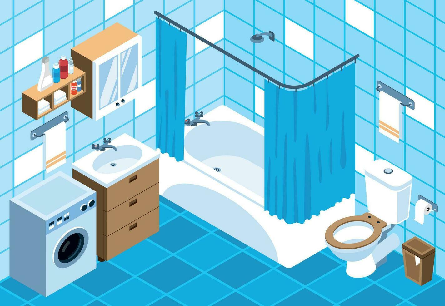 bagno isometrico illustrazione vettore