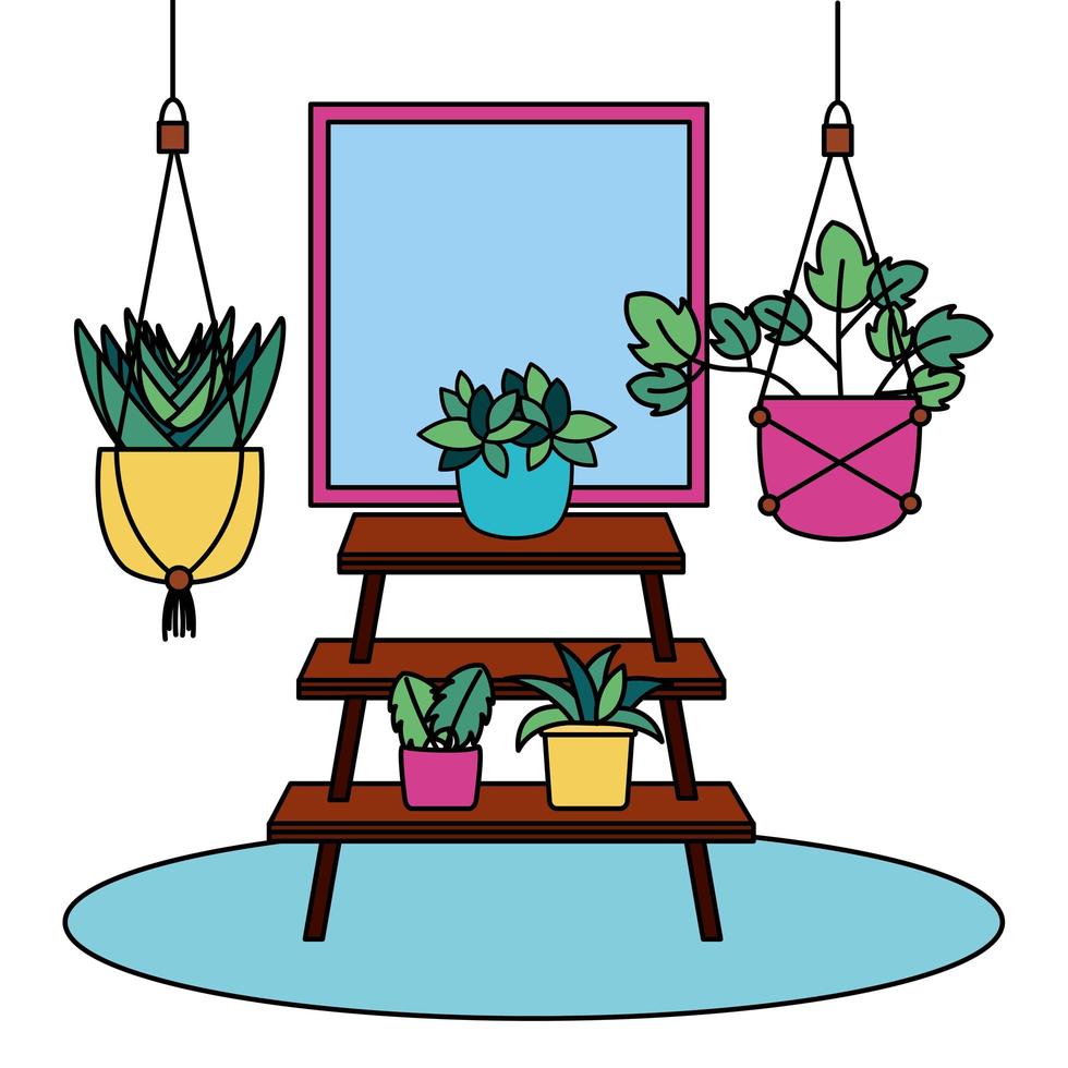 piante all'interno di vasi e mobili disegno vettoriale