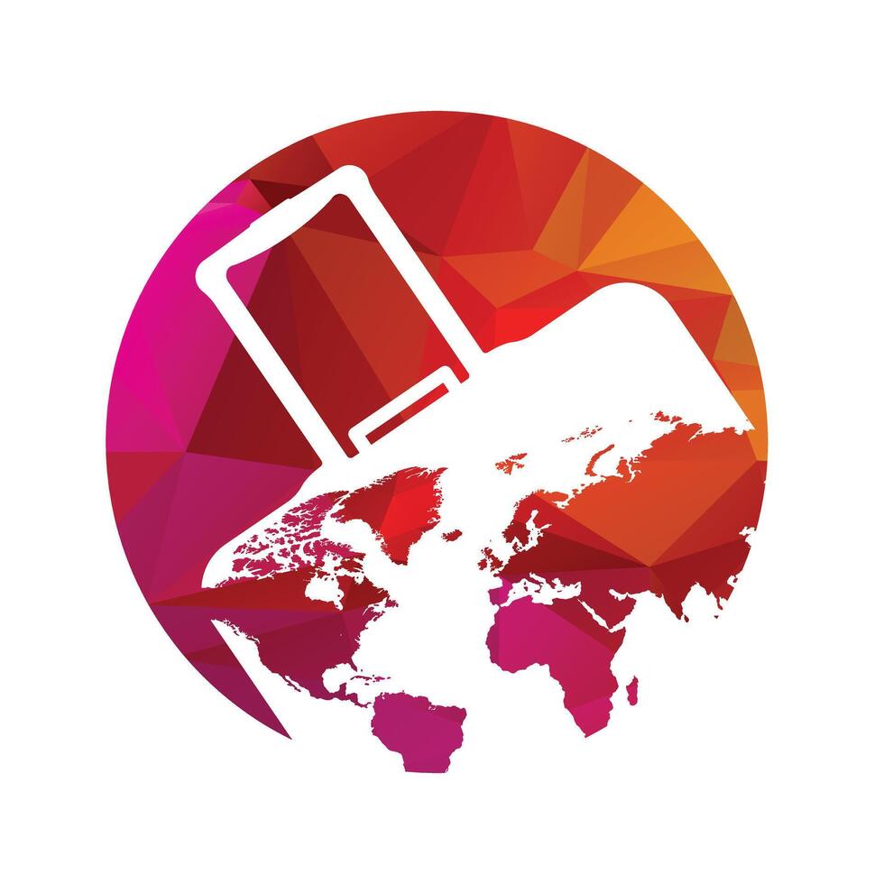 viaggio agenzia logo con mondo carta geografica e bagaglio vettore illustrazione