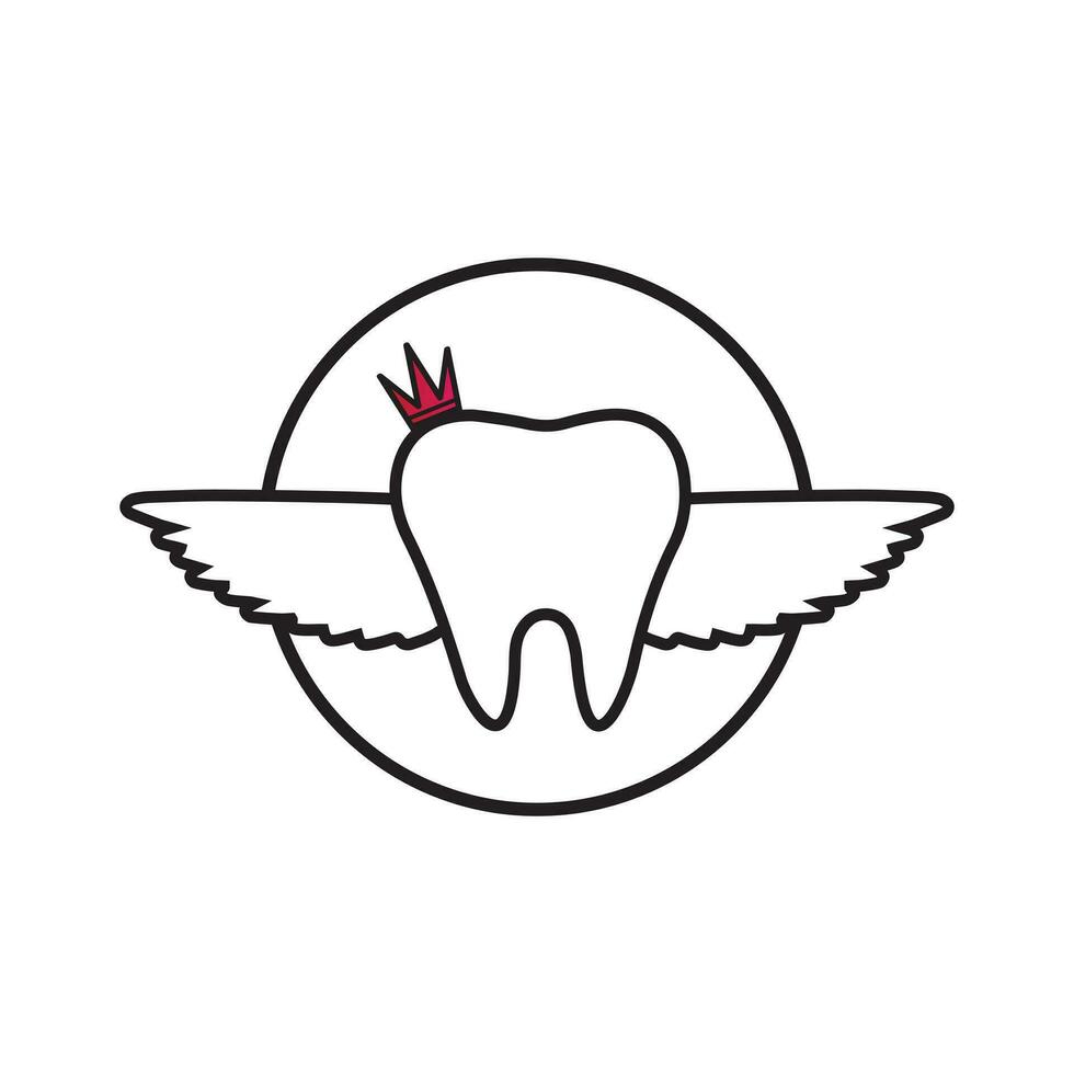 dente con Ali dentro un' squillare con corona icona vettore illustrazione