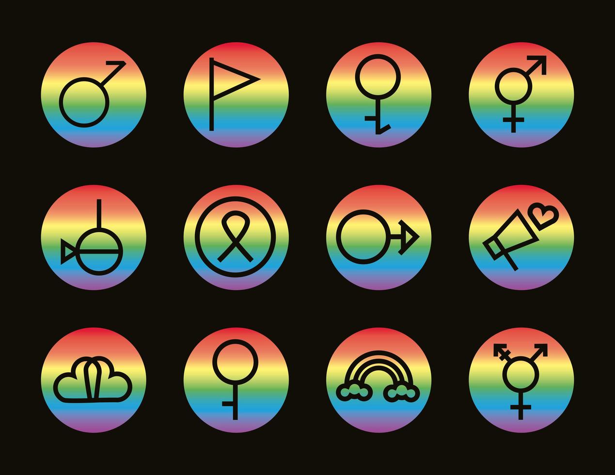 set di icone di orientamento sessuale vettore