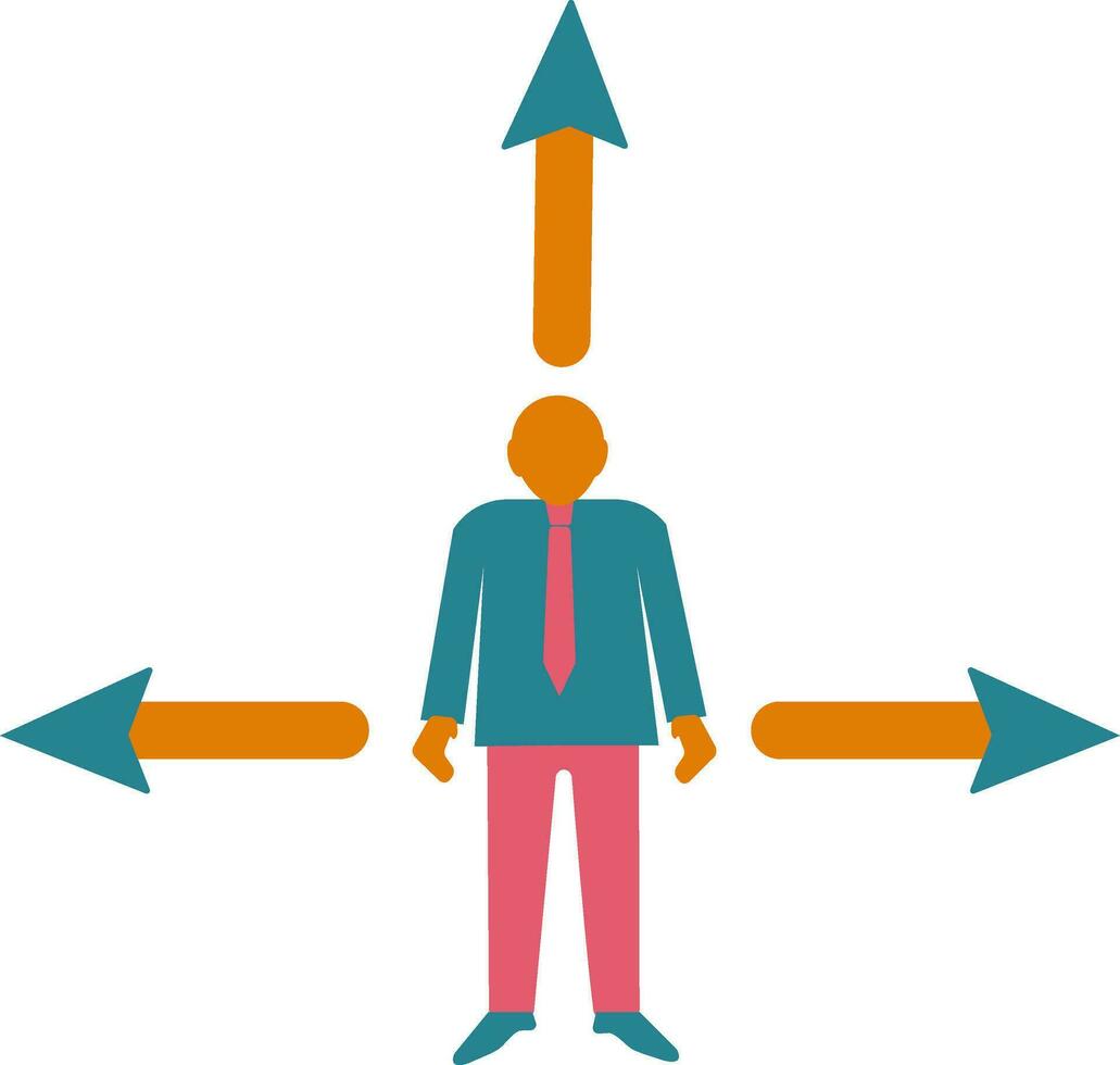 illustrazione di dipendente icona con tre direzione di freccia. vettore