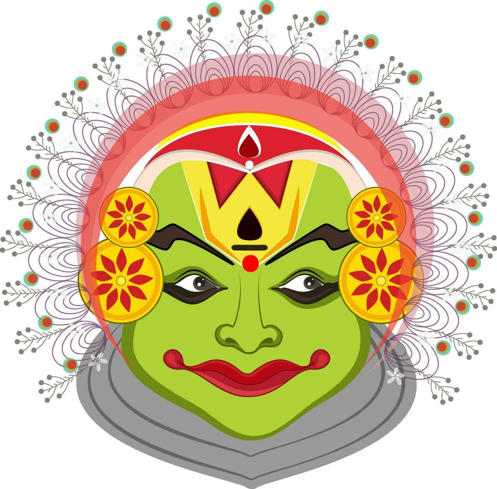 illustrazione di kathakali ballerino viso. vettore