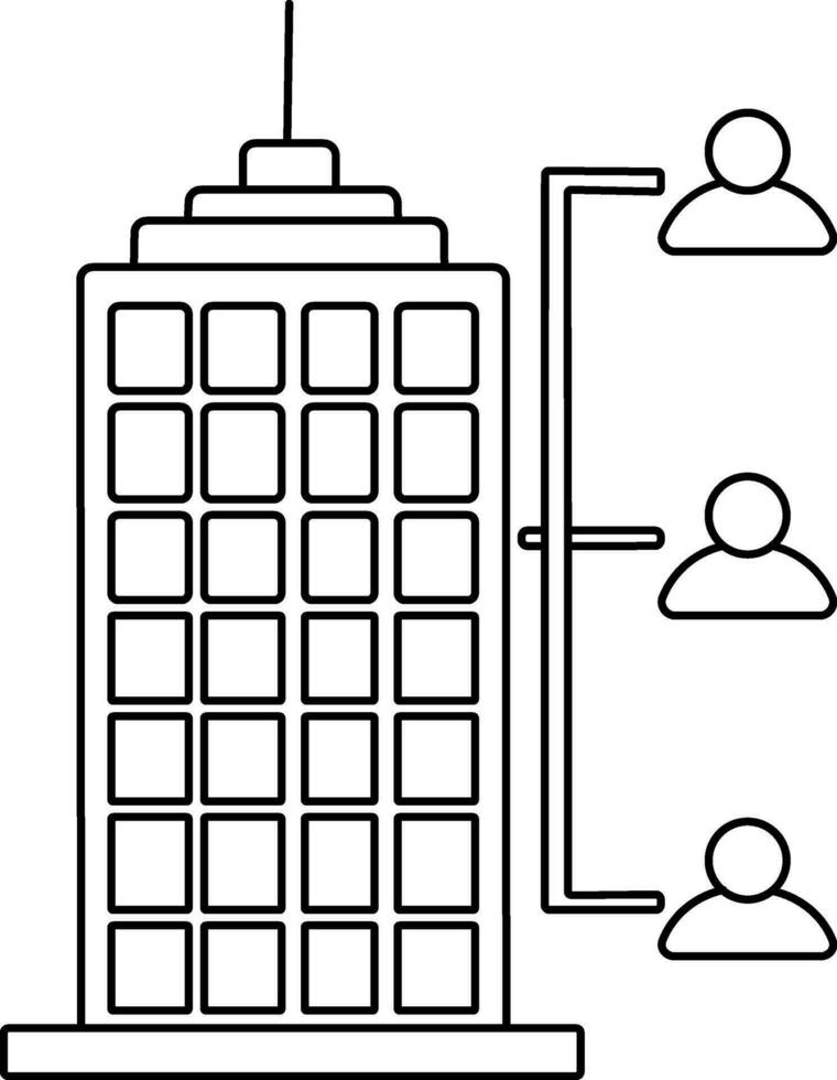 dipendenti icona con edificio nel ictus per lavoro concetto. vettore