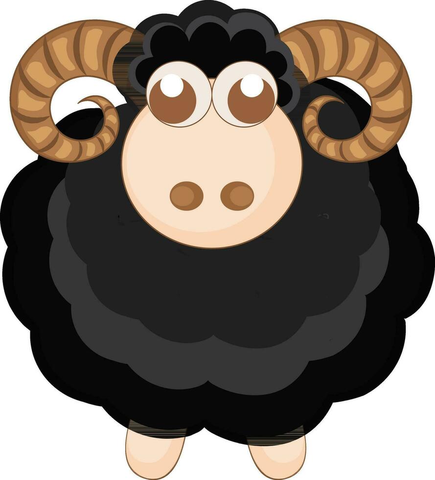 cartone animato personaggio di un' nero pecore. vettore