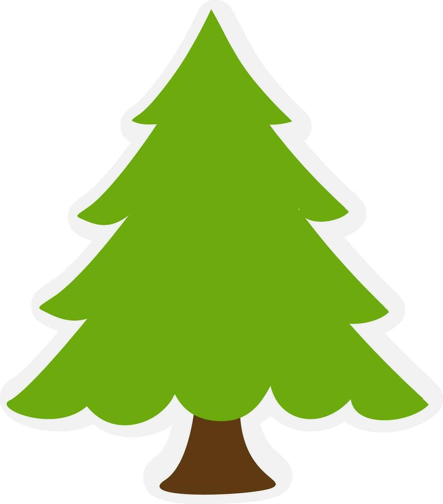 piatto illustrazione di natale albero nel verde ans Marrone colore. vettore