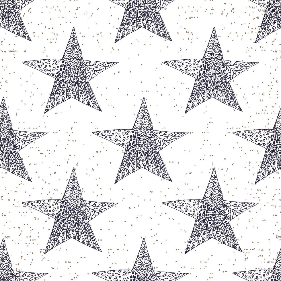 Star sketch doodles seamless pattern disegnati a mano illustrazione vettoriale