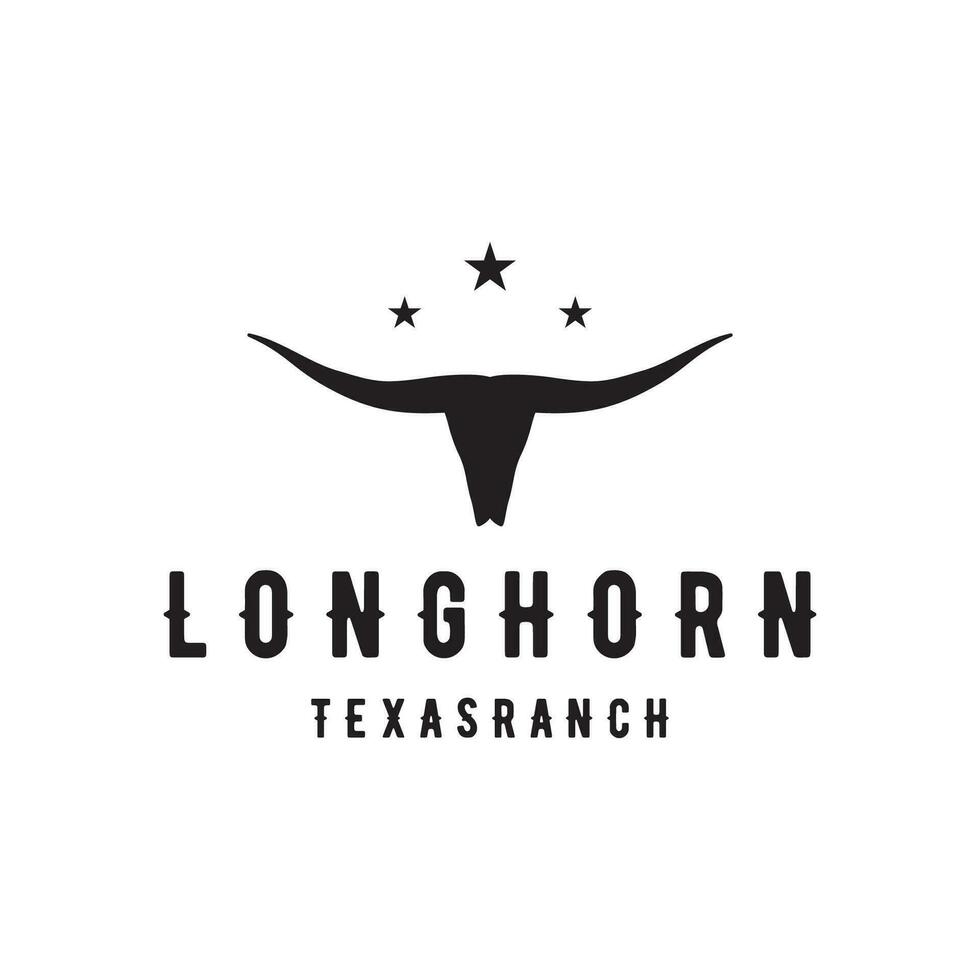 Longhorn Texas ranch selvaggio ovest animale logo design Vintage ▾ retro.logo per cowboy, bestiame, distintivo, ristorante. vettore