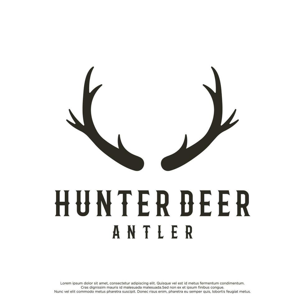 cervo corna e Vintage ▾ cervo testa logo modello design.logo per distintivo, cervo cacciatore, avventura e animali selvatici. vettore