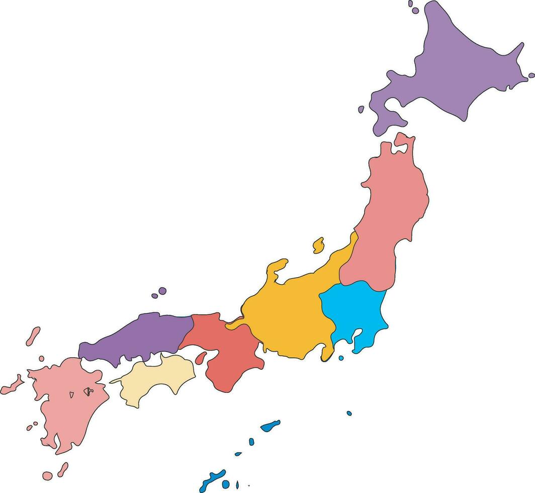 Giappone la zona carta geografica nazione di Giappone, carta geografica di Giappone la zona mappe vettore illustrazione