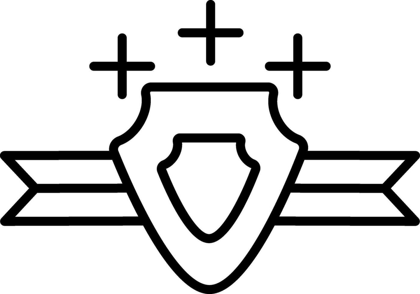 scudo nastro distintivo icona nel magro linea. vettore