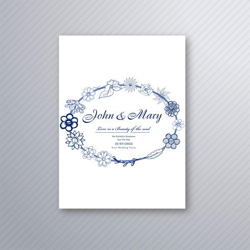 Disegno floreale astratto modello elegante carta di invito a nozze vettore