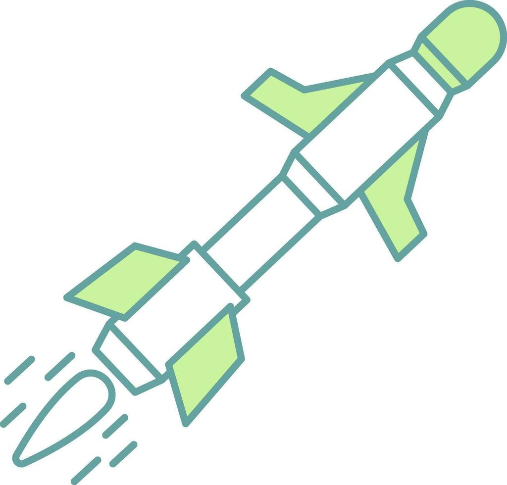 isolato missile icona nel verde e bianca colore. vettore