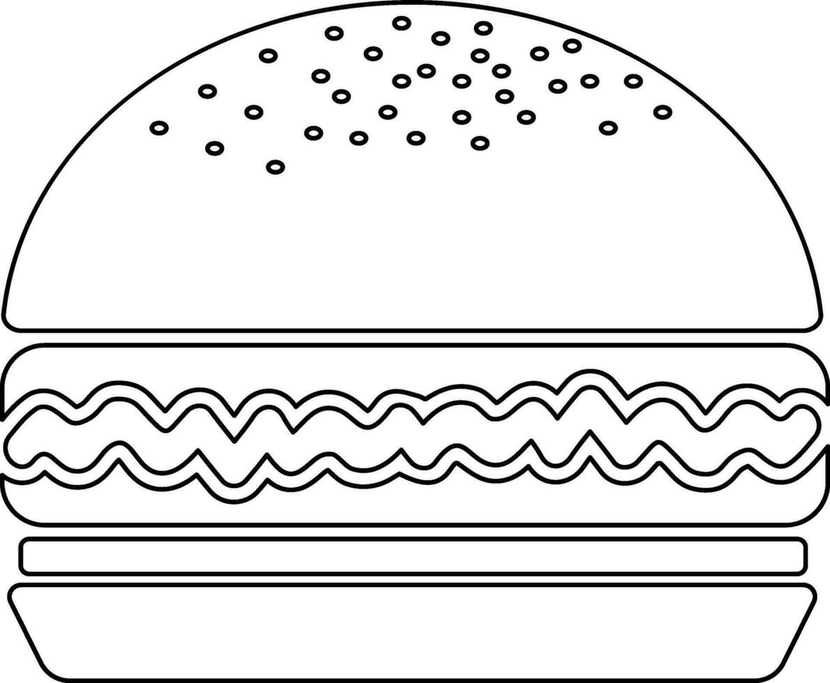 piatto stile hamburger nel nero linea arte illustrazione. vettore