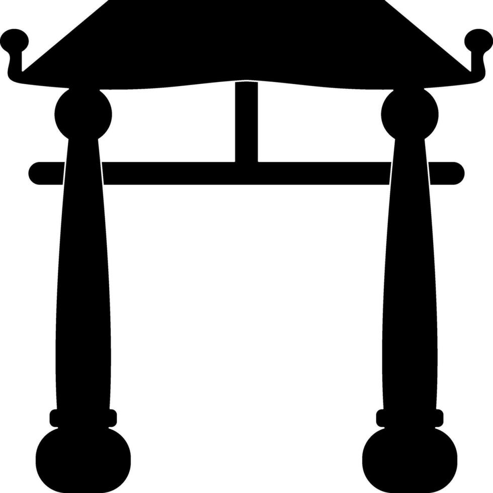 silhouette stile di Cinese cancello icona nel illustrazione. vettore